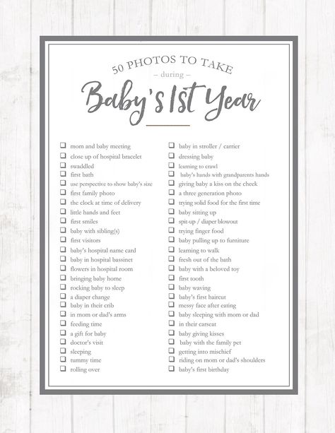 Of all the milestones we capture in our children's lives, none are quite as precious as the ones we document during their first year of life. Don't miss a single moment with this printable 50 Photos to Take During Baby's First Year checklist. Baby First Year, First Family Photos, Photo Checklist, Baby Kiss, Pumping Moms, Baby Sleep Problems, Baby Journal, Baby Hands, Babies First Year