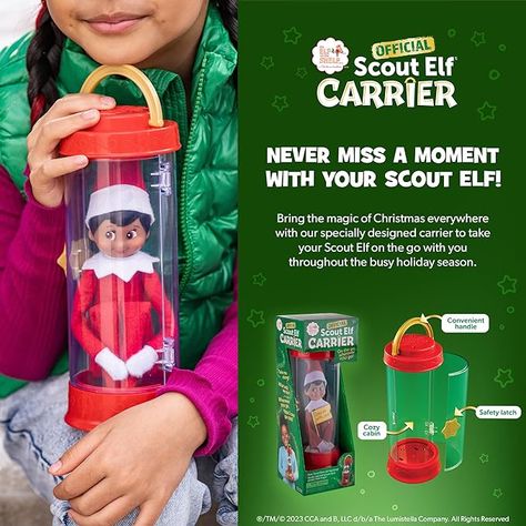 The Official The Elf on the Shelf Carrier Tube: Santa has given his most-trusted Scout Elves special permission to tag along on family trips and adventures. Since nobody should touch a Scout Elf, though, there is finally an “official” solution from the North Pole. Families can now safely transport their elf without losing the magic. Elf On The Shelf Transport Jar, Diy Elf On The Shelf Carrier, Elf On The Shelf Carrier, Elf Carrier, Elf Family, Travel Container, The Elf On The Shelf, Family Trips, The North Pole