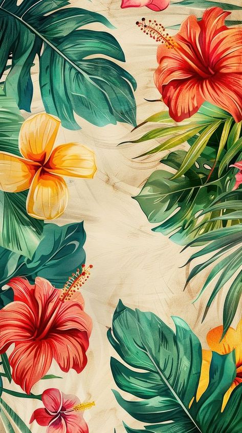 Wallpaper flower bushes graphics hibiscus blossom. | free image by rawpixel.com / Tanat Chittirungsan Hibiscus Wallpaper Iphone, Watercolor Invites, Flower Bushes, Tropical Elements, Aztec Wallpaper, Summer Aesthetics, Tropical Floral Pattern, Tropical Flower Plants, Wallpapers For Mobile Phones