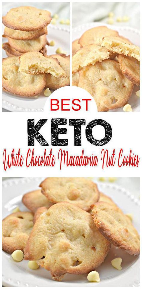 Cookies Macadamia, Best Keto Desserts, Cookies Best, White Chocolate Macadamia Nut Cookies, White Chocolate Macadamia Nut, Diet Cookies, Macadamia Nut Cookies, Nut Cookies, Keto Cookie Recipes