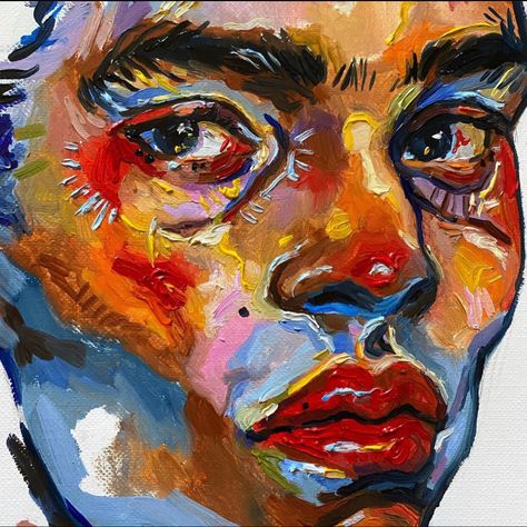 Saturation Art, Colourful Face Art, Colourful Face Painting, Ap Studio Art Portfolio, Expressive Portraits, Colour In Portraiture, Saturated Art, Colorful Portrait Painting, Abstract Realism