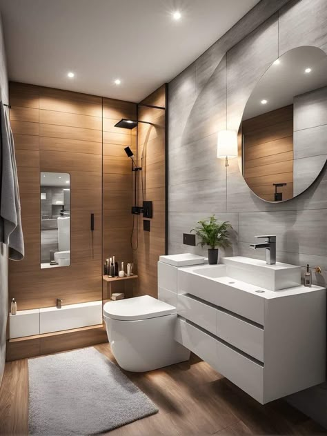 Makeover Kamar Mandi, Bathroom Design Styles, Best Bathroom Designs, Bathroom Decor Luxury, Washroom Design, Bathroom Redesign, Bathroom Design Inspiration, Toilet Design, Bathroom Design Decor