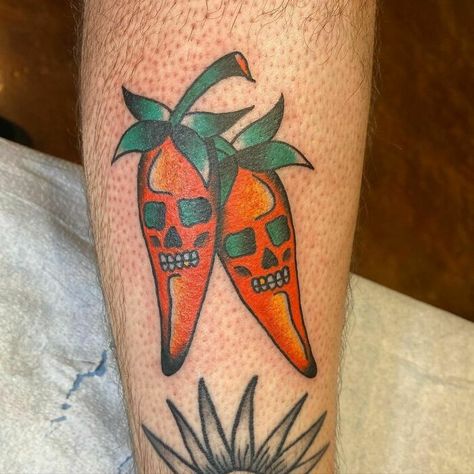 American Traditional Chili Pepper Tattoo, American Traditional Fruit, American Traditional Tattoos Food, Cherry American Traditional Tattoo, American Traditional Patriotic Tattoo, Traditional Ankle Tattoo, Chili Peppers Tattoo, Egyptian Queen Tattoos, Queen Tattoos