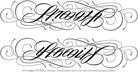 "Strength" & "Serenity" Ambigram by tiffanyharvey, via Flickr Bbf Tattoos, Strength Ambigram, Ambigram Tattoos, African Warrior Tattoos, Typography Sketch, Tattoo Generator, Tattoo Name Fonts, Wörter Tattoos, Ambigram Tattoo