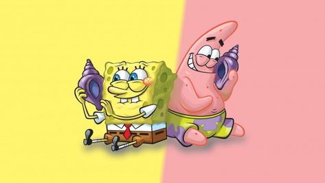 Spongebob And Patrick, Cartoon Characters, Laptop, Wallpapers, Yellow, Pink, Color