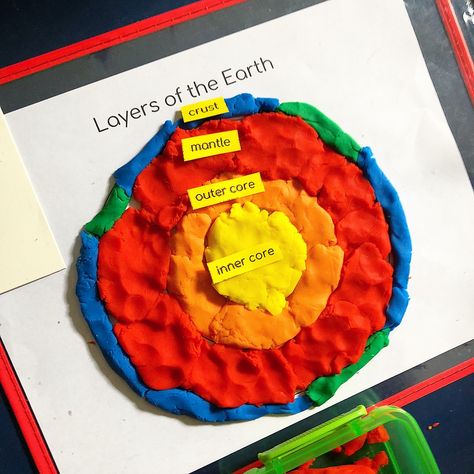 Layers of the Earth Play Dough Mat *freebie* Layers Of Earth Project Ideas, Earth Project Ideas, Earth Layers Project, Earth Printable, Layers Of Earth, Earth Science Projects, Simple Layers, Earth Activities, Layers Of The Earth