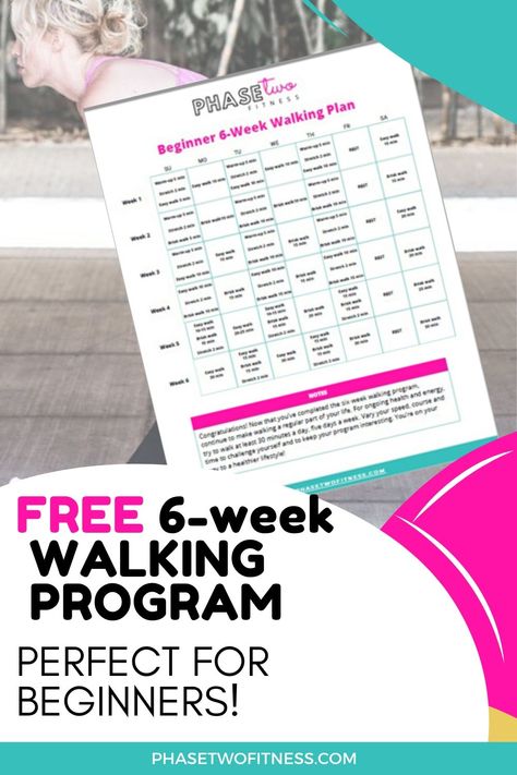 Trying to walk for exercise but don't know how to get started? Get this 6-week walking program for beginners, free! #walkingprogram #fitnessover50 #fitnesshabits Walking Programs For Beginners, Walking Plan For Beginners, Free Walking Plans, Indoor Walking Workout Plan, Walking For Exercise, Walking Exercise Plan, Walking App, Walking Program, Walking Club