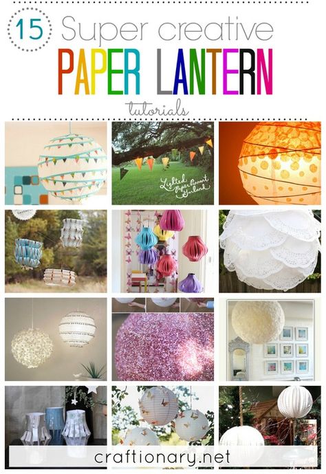 DIY paper lanterns tutorials and best ideas. Decorate paper lanterns with glitter, doilies, paint and more. Decorate kids room, nursery, parties using DIY Diy Paper Lanterns, Thanksgiving Garland, Make Wind Chimes, 3d Templates, Paper Lanterns Diy, Chinese Paper Lanterns, Diy Lampe, Lantern Ideas, Diy Lanterns