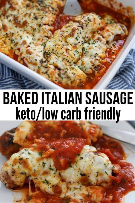 Italian Sausage Keto, Recipes With Italian Sausage Links, Low Carb Italian Recipes, Recipes With Italian Sausage, Sausage Keto, Italian Sausage Links, Baked Italian Sausage, Sausage Dinner, Italian Sausage Recipes