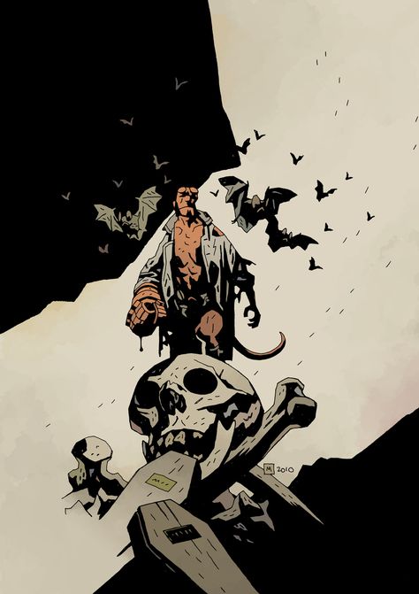 For a singular comic vision, it doesn't get much better than Hellboy. The storytelling is fantastic and historic and folkloric. The artwork is pitchblack and perfect. This needs to be on my wall right now. Darkhorse Comics, Hellboy Comic, Mike Mignola Art, Hellboy Tattoo, Hellboy Art, Arte Zombie, Best Comic Books, Dark Comics, Mike Mignola