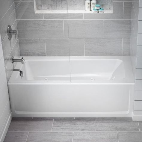 Deep Tubs For Small Bathrooms, Small Jacuzzi Tub Bathroom, Whirlpool Tub Shower Combo, Bathtub With Jets, Tub With Jets, Tiled Bathtub, Jet Bathtub, Bathroom Tub Shower Combo, Bathtub Shower Combo