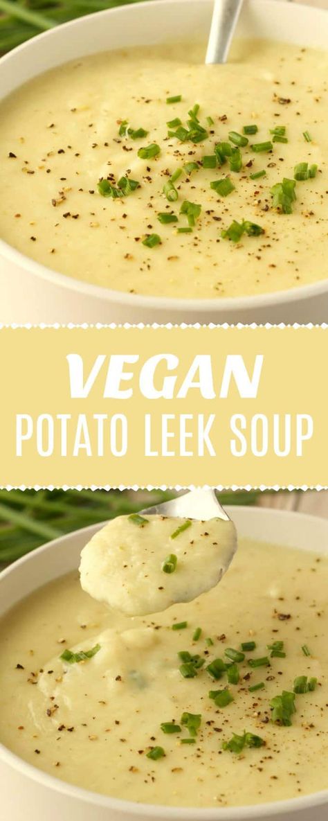 Vegan Valentines, Warming Soups, Vegan Potato Leek Soup, Leek Recipes, Valentines Dinner, Potato Leek, Starch Solution, Soup Appetizers, Vegetarian Life