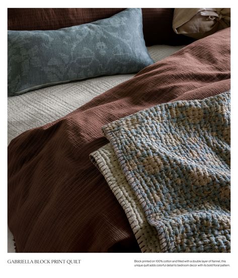 McGee and Co - McGee & Co. Fall Catalogue 2023 - Page 48 Bed Palette, Meadow Bedroom, Burgundy Bedding, Burgundy Bedroom, Mcgee And Co, Mixing Patterns, Styling Shelves, Moody Bedroom, Organic Textures