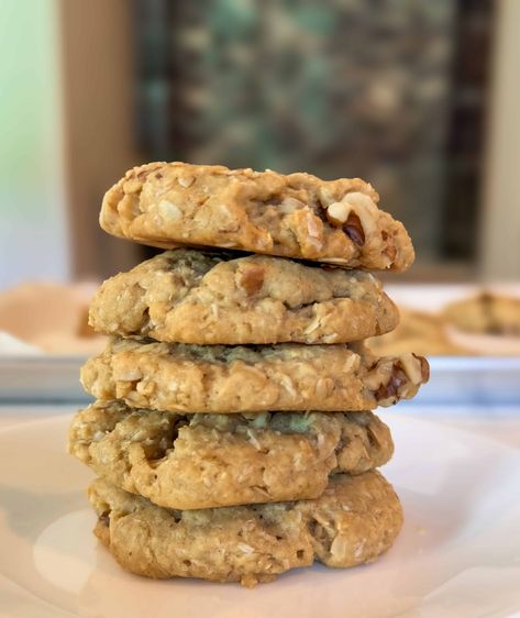 These oatmeal coconut walnut cookies are soft, chewy, and nutty! These cookies are loaded with coconut, walnuts and have a maple taste every bite. They are eggless and can be made vegan and gluten free. They are truly the perfect cookie for any occasion! The Best Oatmeal, Oatmeal Coconut Cookies, The Perfect Cookie, Cookies Soft, Walnut Cookies, Best Oatmeal, Vegan And Gluten Free, Coconut Cookies, Perfect Cookie