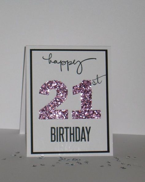 21st Birthday Card, 21 Cards, Birthday Card Ideas, Anniversaire Diy, 21st Birthday Cards, Happy 21st Birthday, Milestone Birthday, Birthday Cards Diy, Handmade Birthday Cards