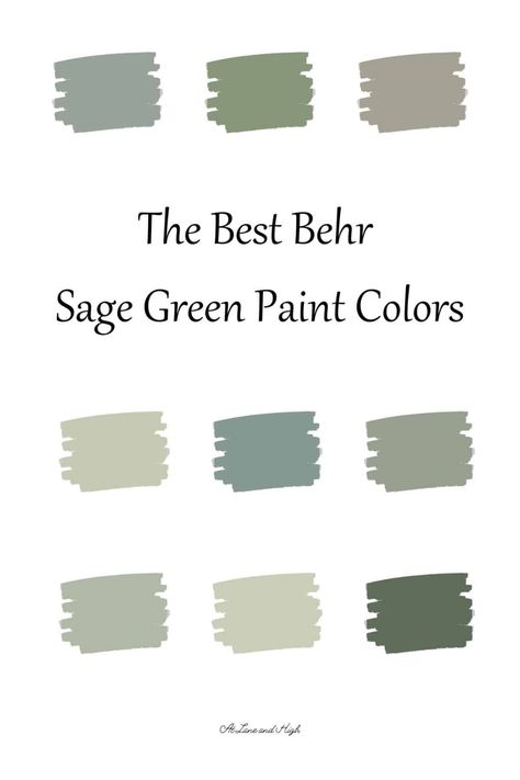 The Best Sage Green Paint Colors from Behr - At Lane and High Green Nursery Behr Paint, Behr Muted Sage Color Palette, Shades Of Green Paint Behr, Behr Clary Sage, Sage Green Accent Wall Behr, Green Nursery Paint Colors Behr, Track Green Behr, Boho Green Paint Colors Behr, Pesto Green Behr Paint