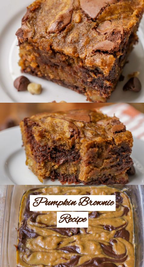 Pumpkin Recipes Dinner, Pumpkin Brownies, Recipe Pumpkin, Pumpkin Recipes Dessert, Brownie Recipe, Thanksgiving Desserts, Pumpkin Chocolate, Pumpkin Dessert, Food Dessert