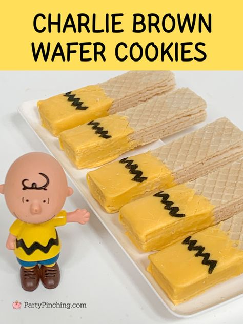 Charlie Brown Theme Birthday Party, Charlie Brown Desserts, Charlie Brown Great Pumpkin Party, Charlie Brown Food Ideas, Charlie Brown Snacks, The Great Pumpkin Charlie Brown Party, Charlie Brown Birthday Party Ideas, Charlie Brown Christmas Food Ideas, Charlie Brown Christmas Theme