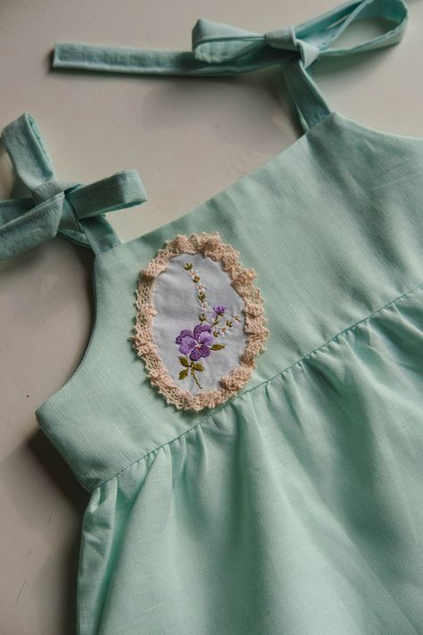 Buy Linen Baby Dress Hand Embroidered Clothes Violet Flower Sundress Toddler Clothing White Beautiful Newborn Gift for Girl Handmade Present Online in India - Etsy Hand Embroidered Clothes, Linen Baby Dress, Toddler Sun Dress, Flower Sundress, Baby Dress Embroidery, Frocks For Kids, Frock Designs, Cotton Frocks, Buy Linen