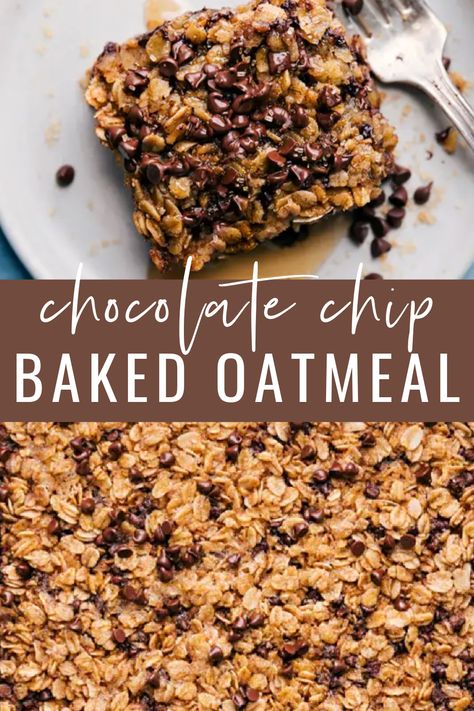 Chocolate Chip Oatmeal Bars Breakfast, Baked Oatmeal Breakfast Cookies, Chocolate Chip Baked Oats Recipe, Gluten Free Oatmeal Bars Breakfast, Easy Healthy Baked Oatmeal, Peanut Butter Chocolate Chip Baked Oatmeal, Choc Chip Baked Oats, Oatmeal Baked Breakfast, Baked Oatmeal With Flaxseed