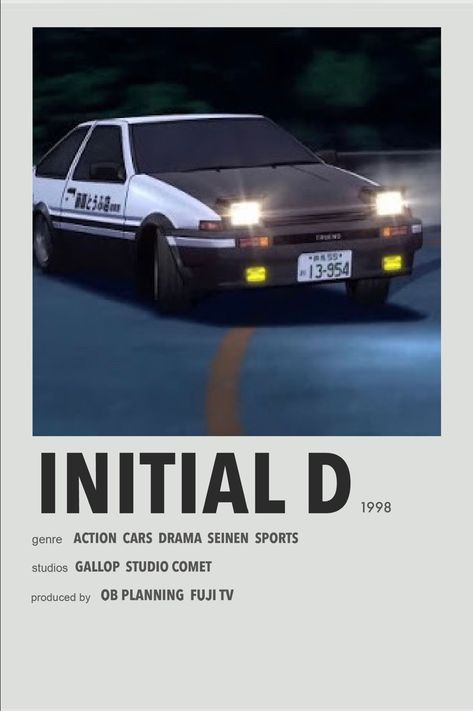 Initial D minimal anime poster Initial D Poster Anime, Initial D Movie, Initial D Poster, Anime Postcard, Initial D Anime, Anime Polaroid, Anime Watchlist, Takumi Fujiwara, Anime Recs