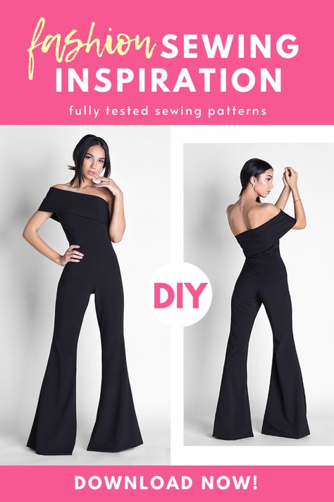 Diy Jumpsuit Pattern, Jumpsuit Pattern Free, Abba Costume, Diy Jumpsuit, Jumpsuit Diy, Diy Halter, Jumpsuit Sewing Pattern, Jumpsuit Sewing, Bell Bottom Jumpsuits