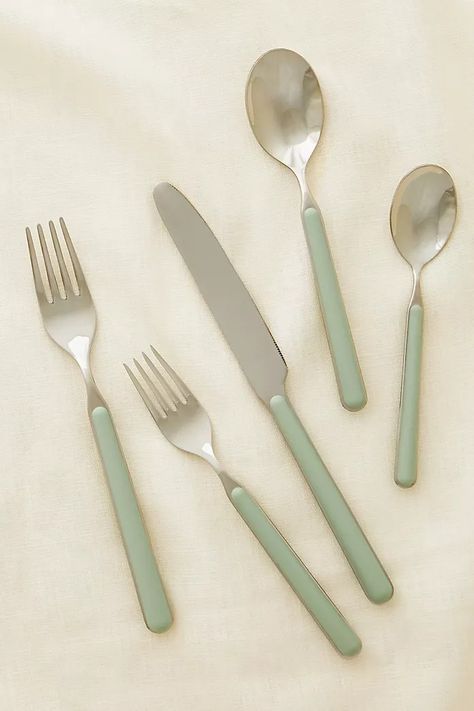 Flatware Sets | Teaspoons | Anthropologie Cute Forks And Spoons, Apartment Planning, Modern Flatware, Apartment Vibes, Table Knife, Pinterest Contest, Apt Ideas, Italian Traditions, Bohemian Aesthetic