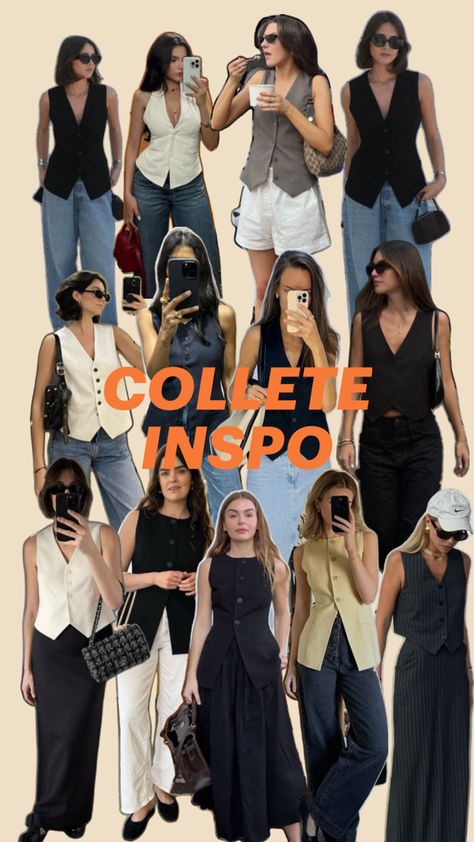 OFFICE LOOK Summer 2 Piece Outfits, Outfits Sleeveless, Collage Outfits, 30s Fashion, Aesthetic Outfit Ideas, Outfit Collage, Capsule Outfits, Business Work, Office Look