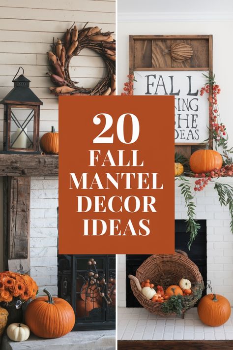 20 fall mantel decor ideas featuring pumpkins, wreaths, and rustic elements. Thanksgiving Decorations For Home Ideas, Boho Fall Decorations, Fireplace Pumpkin Decor, Fall Decor Ideas For Mantle, Fall Decor Under Tv, Fall Living Room Decor Ideas, Decorating With Pumpkins For Fall, Fall Decorations Living Room, Primitive Fall Mantle Decor