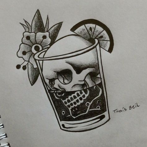 Black And Grey Traditional Skull, Skull In Jar Drawing, Skull Drinking Tattoo, Skull Drink Tattoo, Skull In A Glass Tattoo, Skull Tea Cup Tattoo, Skull Whiskey Tattoo, Skull In Whiskey Glass Tattoo, Skull Glass Tattoo