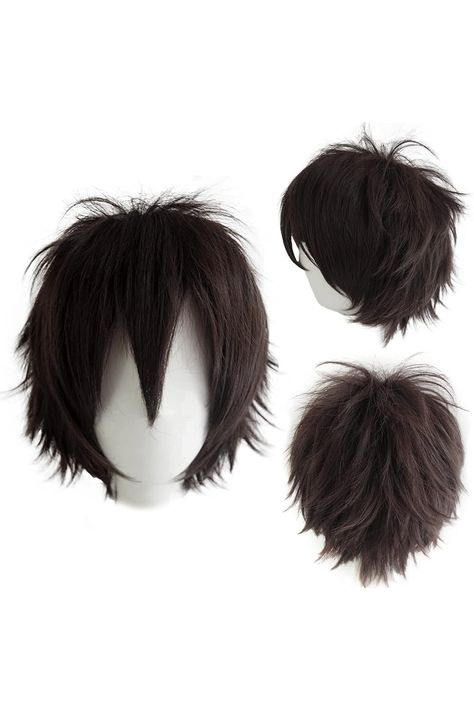 Short Dark Brown Cosplay Wig Unisex Anime Costume Straight Fluffy Wig Synthetic Spiky Layered Short Hair With Bangs Heat Resistent Holiday Theme Party Fancy Dress Halloween Wig   Free Wig Cap Layered Short Hair With Bangs, Layered Short Hair, Holiday Theme Party, Fluffy Wig, Fancy Dress Halloween, Holiday Party Themes, Layered Short, Birthday Vacation, Halloween Wigs