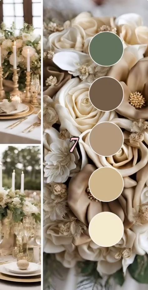 Wedding Color Schemes Brown, Earthy Wedding Theme, Neutral Wedding Color Schemes, Neutral Wedding Party, Taupe Wedding Colors, Neutral Wedding Palette, Brown Wedding Themes, Champagne Decor, Wedding Theme Color Schemes