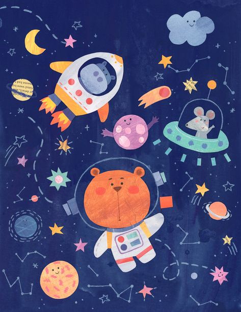 Spaceship Illustration, Academy Of Art University, Illustration Editorial, Design Collage, Space Animals, Art University, Star Illustration, Space Illustration, Moon Illustration