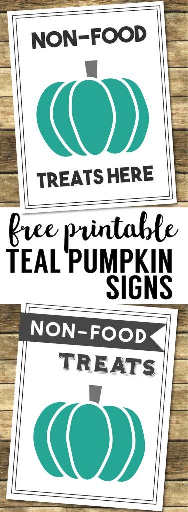 Teal Pumpkin Project Printable Sign. Non-food treats here sign. Display this sign to show you have non-candy trick or treat options for food allergies. Halloween Everything, Teal Pumpkin Ideas, Dollar Tree Storage Bins, Project Printable, Dollar Tree Storage, Teal Pumpkin Project, Fall Crafting, Allergy Awareness, Teal Pumpkin