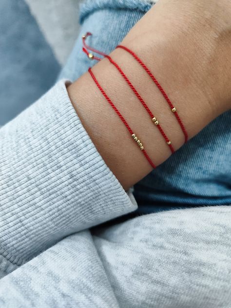 Red Minimalist Beaded Bracelets For Everyday, Red Minimalist Beaded Bracelets For Friendship, Minimalist Handmade Red Bracelets, Minimalist 14k Gold Red Bracelets, Minimalist Red Bracelets With Adjustable Cord, Modern Bracelet, Silk Bracelet, Red Bracelet, Small Kids