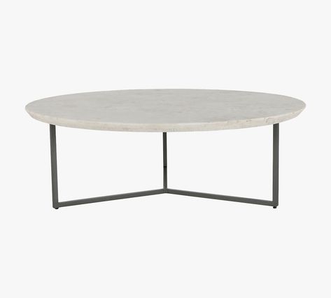 Ceila 48" Round Marble Coffee Table | Pottery Barn Round Marble Coffee Table, White Marble Coffee Table, Coffee Table Pottery Barn, Marble Round Coffee Table, Marble Top Coffee Table, Round Wood Coffee Table, Reclaimed Wood Coffee Table, Planter Table, Outdoor Cushion Covers