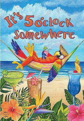 IT'S 5 O'CLOCK Somewhere Flag 3X5 Feet Cocktail Hour Bar Restaurant New F366 - $6.99 | PicClick 5 Oclock, Summer Garden Flags, 5 O Clock Somewhere, Beach Humor, Funny Parrots, 5 O Clock, Outside Decorations, Outdoor Display, Jimmy Buffett