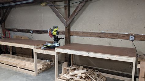 Super Simple Miter Saw Station — byte sized Miter Saw Stand Plans, Diy Miter Saw Stand, Miter Saw Station, Saw Station, Mitre Saw Station, Mitre Saw, Mitre Saw Stand, Mobile Workbench, Lag Bolts