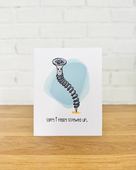 🔧💔 NEW” Sorry I Really Screwed Up" card – because sometimes, a heartfelt apology needs a little humor! 💌😅 Featuring an illustration of a bent screw, this card is the perfect way to say "I'm sorry" and make amends. Printed on premium linen-textured cardstock with eco-friendly ink, it’s designed to bring a smile even in the toughest situations. 🍃✨ Grab yours now and let your loved ones know you care, even when you mess up! 💖🔧 #SorryNotSorry #GreetingCards #ApologyCard #HandmadeCards #EcoFr... Cute Sorry, Ways To Say Sorry, Sorry Card, Apology Cards, Im Sorry Cards, I Screwed Up, Sorry Gifts, Everyone Makes Mistakes, Happy Birthday Art