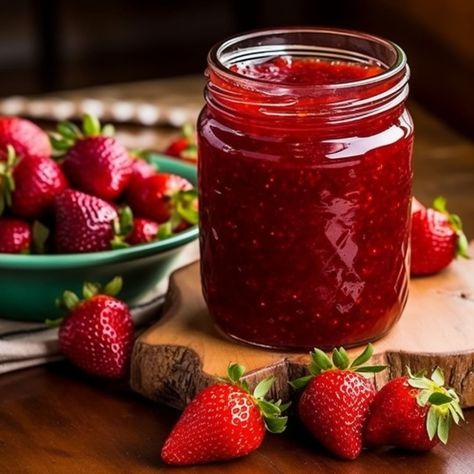 SURE.JELL Strawberry Jam - Recipes - Kraft Heinz Sure Jell Strawberry Jam Recipe, Freezer Jelly, Sure Jell Recipe, Easy Jam Recipe, Pectin Recipes, Easy Strawberry Jam, Jelly Fruit, Strawberry Freezer Jam, Freezer Jam Recipes