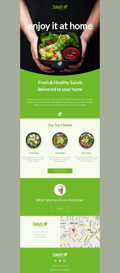 Customize this email design template with your content and send it to your mailing list for free! BEE is the easiest and quickest way to design elegant, mobile responsive emails, starting from scratch or from our 550+ ready-to-use templates.  Try our BEE editor for free at the link above. (No signup required) #emaildesign #emailtemplate #food #restaurant Designed by Hector Titus Ruiz Professional Email Templates, Html Email Templates, Responsive Email Template, Restaurant Delivery, Bee Free, Email Blast, Email Template Design, Responsive Email, Email Newsletter Design