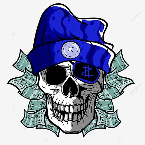 Logo Guild Ff Cs, Skull With Hat, Blue Money, Ep Ep, Blue Logo Design, Futuristic Typography, Money Logo, Hat Png, Blue Skull