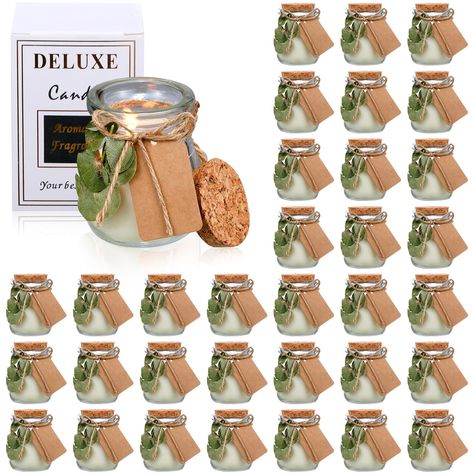 PRICES MAY VARY. Glass Jar Candles: you will receive 50 sets of gift candles for women, including 50 pieces of candles, 50 cards, 50 dry green leaves and 1 twine rope; This complete combination covers your needs for decoration, sharing or sending gifts Quality and Safe Material: the jar candle is made of soybean wax and cotton core, added with a small amount of essential oil, the material is safe, reliable, refreshing and long lasting fragrance, making people feel comfortable and pleasant Portab Candle Bridal Shower Favors, Glass Candle Jars, Candle Wedding Gift, Enchanted Forest Wedding, Candle Wedding Favors, Natural Soy Wax Candles, Candle Favors, Glass Jar Candles, Wedding Gifts For Guests