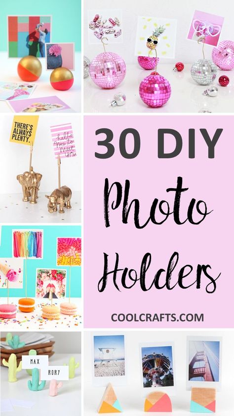 30 Custom Photo Holder Ideas to Flex Your Creative Muscle Over. | Coolcrafts.com Diy Picture Holders For Tables, Photo Holders For Tables, Diy Polaroid Holder, Photo Holder Ideas, Picture Holder Diy, Polaroid Holder, Photo Holder Craft, Coolest Crafts, Diy Photo Holder