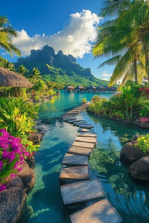 Travel Bora Bora, Beautiful Places In The World Nature Paradise, Most Beautiful Beaches In The World, Bungalow Bora Bora, Borabora Paradise, Tropical Beach Pictures, Bora Bora Aesthetic, Over Water Bungalow, Islands Aesthetic