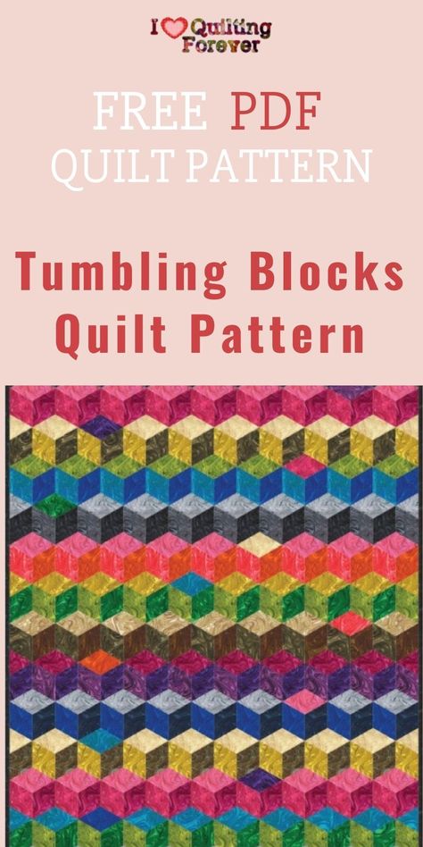 Tumbling Block Quilt Pattern Free, Tumble Block Quilt Pattern, Tumbling Blocks Quilt Pattern Free, Tumbling Blocks Quilt Pattern, Epp Diamonds, Box Quilt Pattern, Tumbler Quilts, Tumbling Blocks Pattern, Tumbling Blocks Quilt