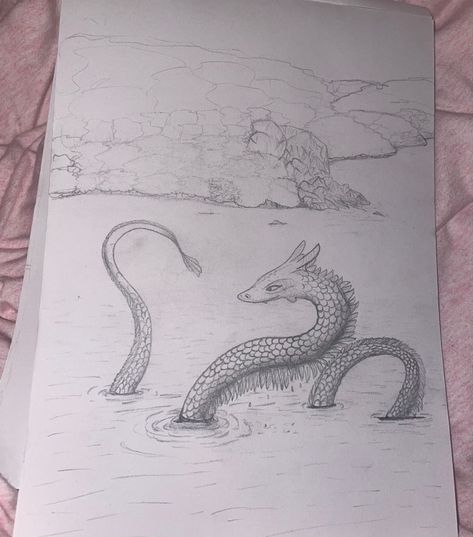 Water Dragon Drawing Sketches, Water Dragon Drawing, Dragon Head Drawing, Water Sketch, Mythical Creatures Drawings, Dragon Half, Head Drawing, Monster Drawing, Dragon Sketch