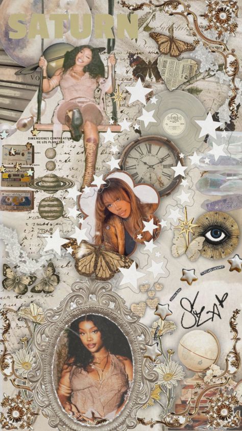 Leo Zodiac Wallpaper Aesthetic, Sza Collage, Sza Wallpapers, Sza Collage Wallpaper, Celebrity Collage, Sza Songs, Sza Aesthetic, Zodiac Wallpaper, Sza Singer