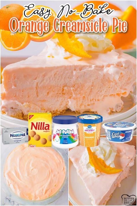 Orange Creamsicle Pie No Bake, Yogurt Cool Whip Pie, Citrus Pie, Creamsicle Pie Recipe, Orange Creamsicle Pie, Orange Creamsicle Cheesecake Recipe, Creamsicle Pie, Orange Recipes Dessert, Pie No Bake