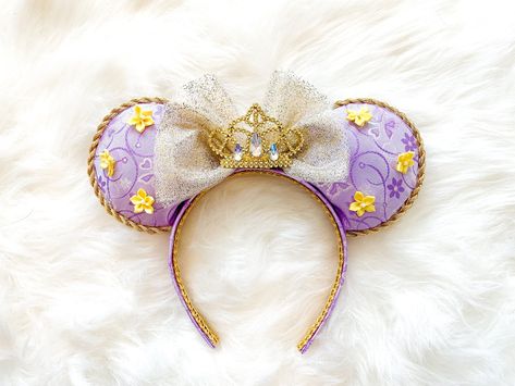 Rapunzel Mickey Ears, Minnie Headband, Tangled Princess, Disney Trip Outfits, Disney Inspiration, Diy Disney Ears, Disney Ears Headband, Diy Mickey Ears, Mickey Mouse Ears Headband